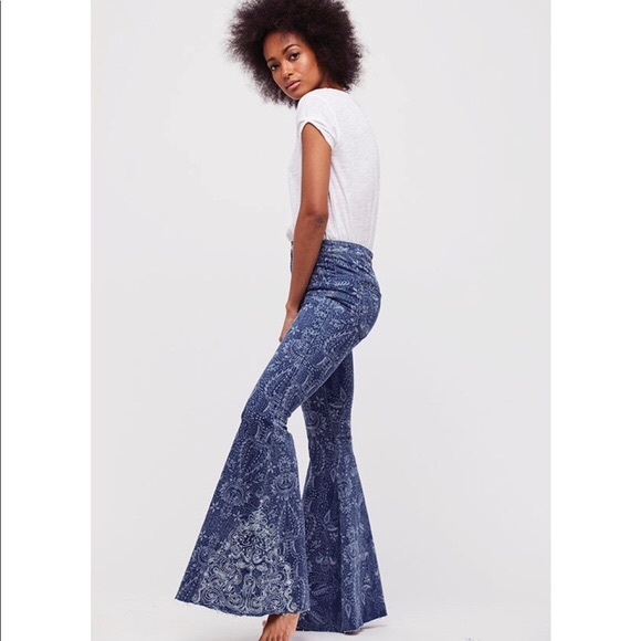 embroidered bell bottom jeans